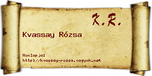 Kvassay Rózsa névjegykártya