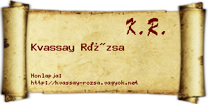 Kvassay Rózsa névjegykártya